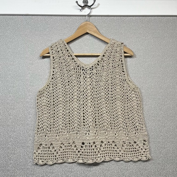Vintage Tops - L/XL Vintage/Y2K Pure Knit Hand Knitted Sleeveless Sweater